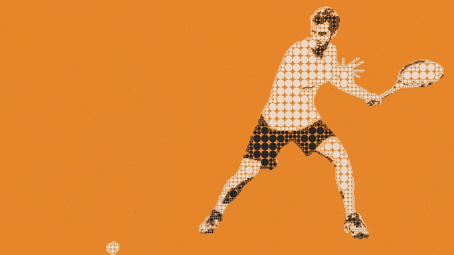 Tennisspieler auf orangenem Hintergrund